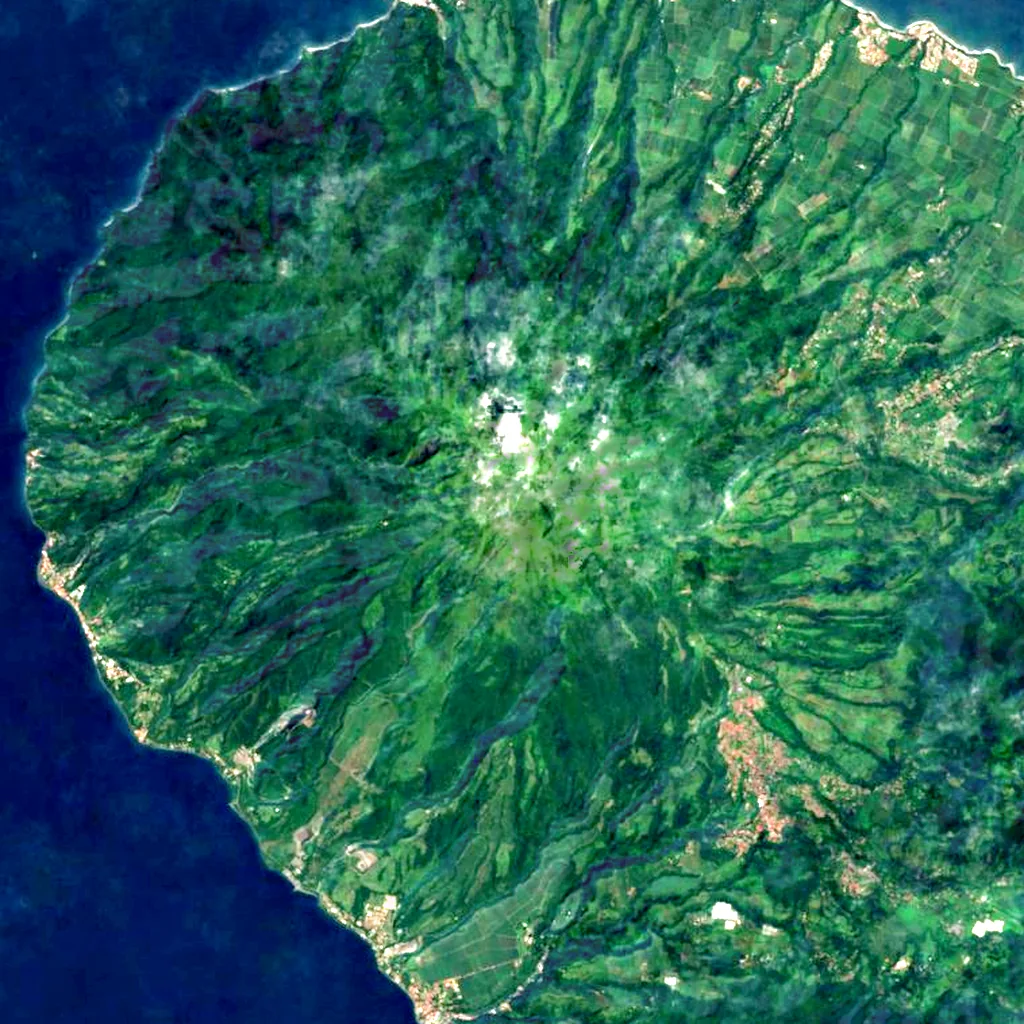 Mount Pelée seen from above (Sentinel-2)