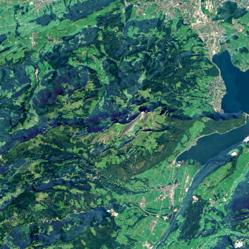 Mount Pilatus seen from above (Sentinel-2)