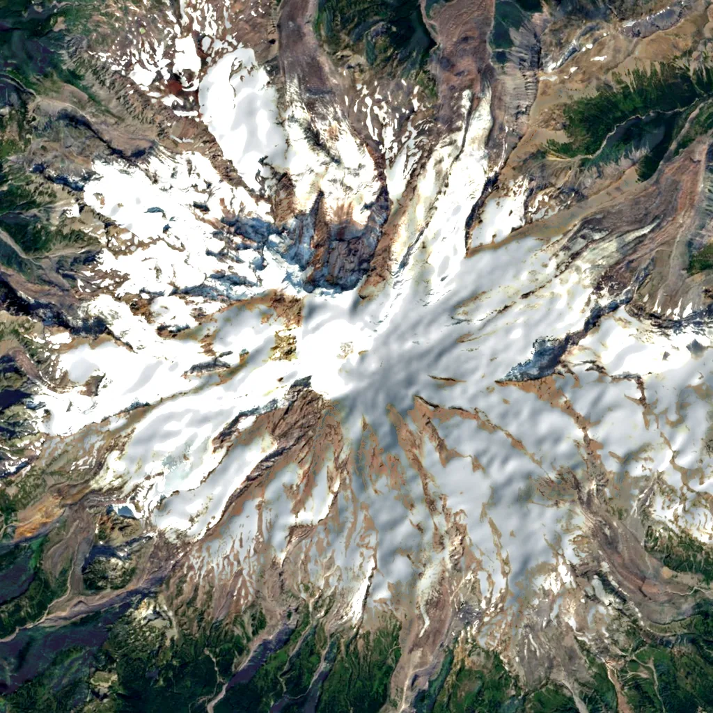 Mount Rainier seen from above (Sentinel-2)