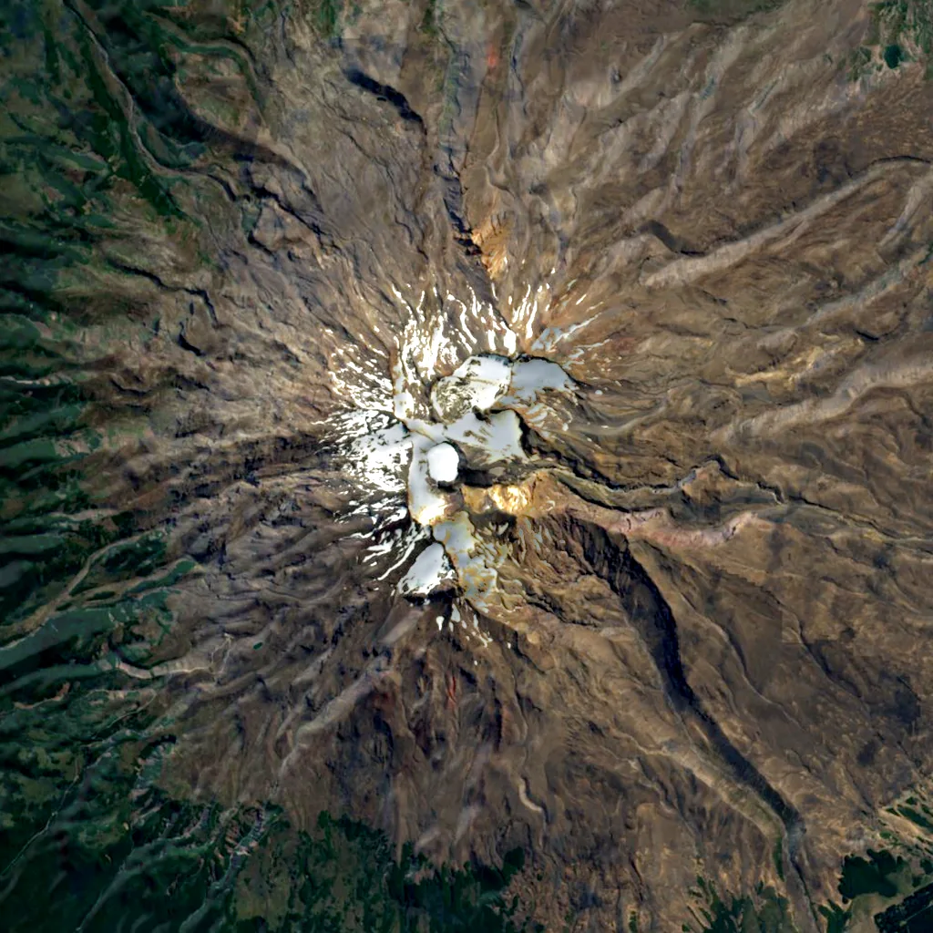 Mount Ruapehu seen from above (Sentinel-2)