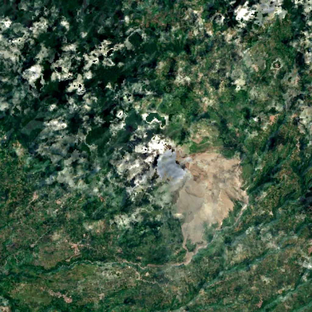 Mount Sinabung seen from above (Sentinel-2)