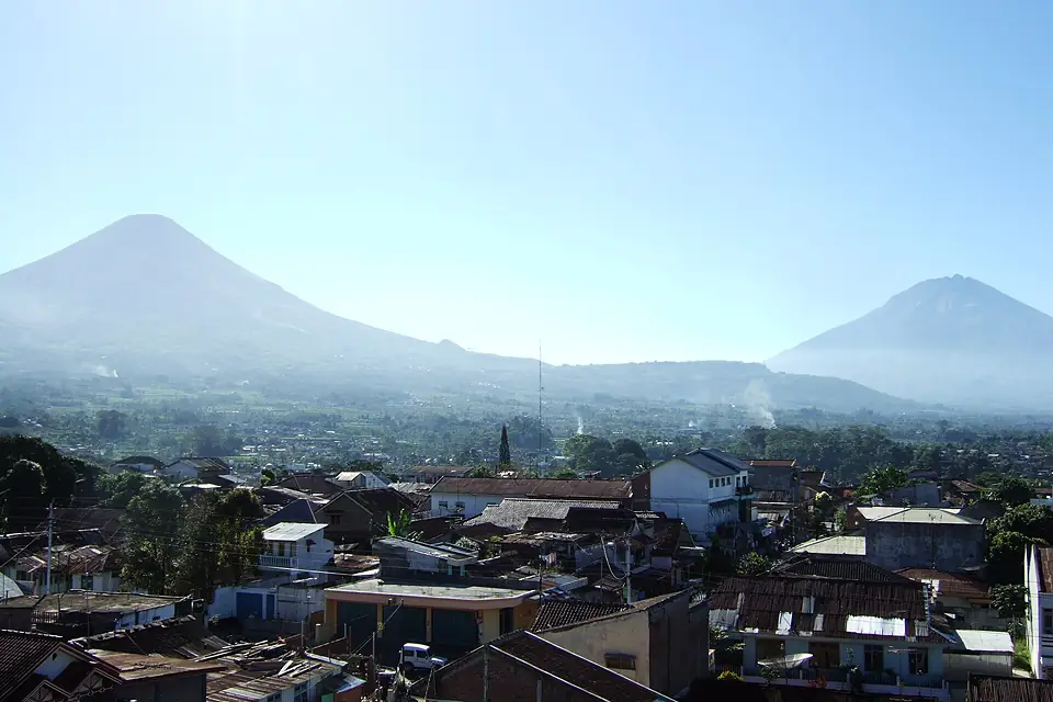 Mt Sindoro and Mt Sumbing view from Wonosobo city