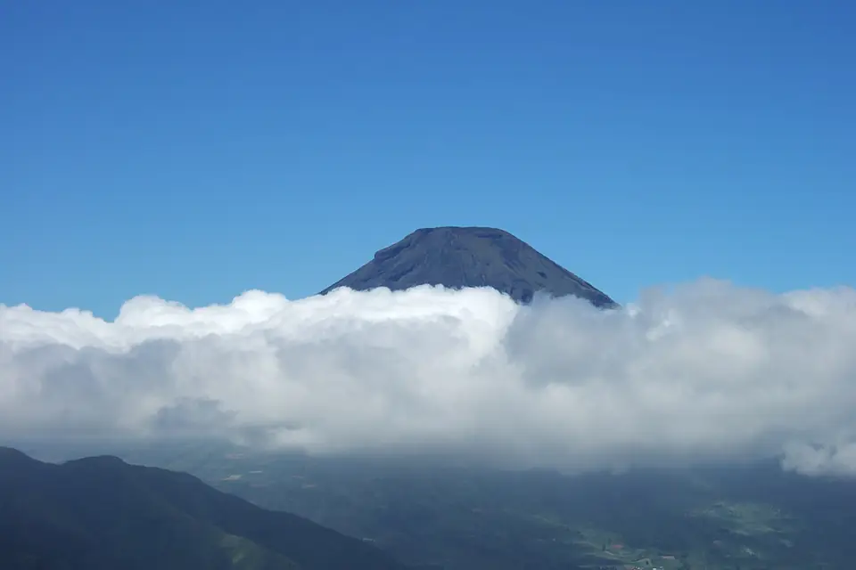 Mt Sindoro view from Dieng Plateau