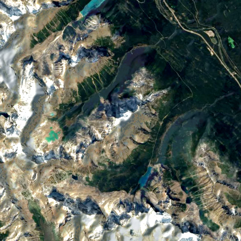 Mount Temple seen from above (Sentinel-2)