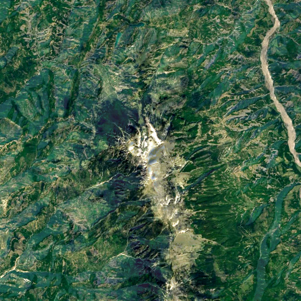 Mount Tomorr seen from above (Sentinel-2)