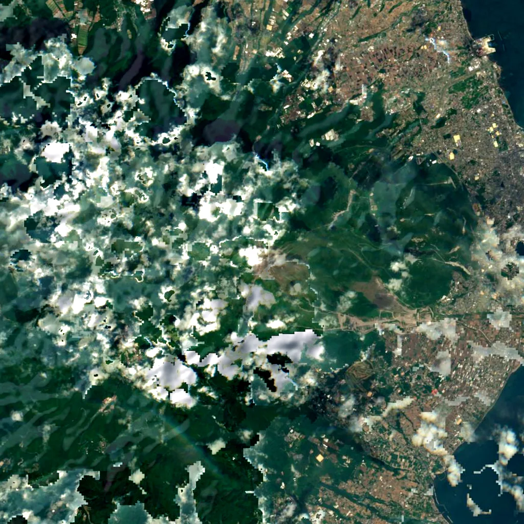 Mount Unzen seen from above (Sentinel-2)
