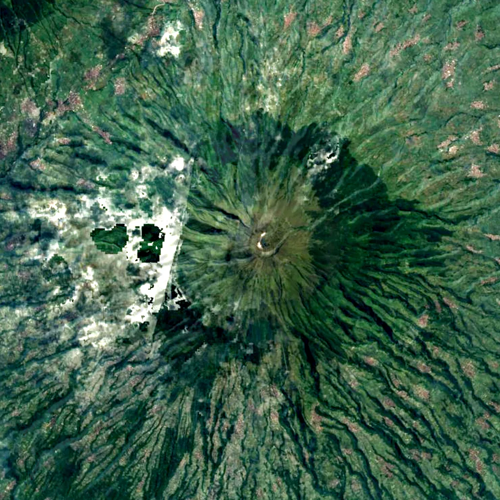 Mountain Sumbing seen from above (Sentinel-2)