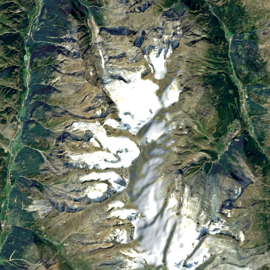 Nadelhorn seen from above (Sentinel-2)