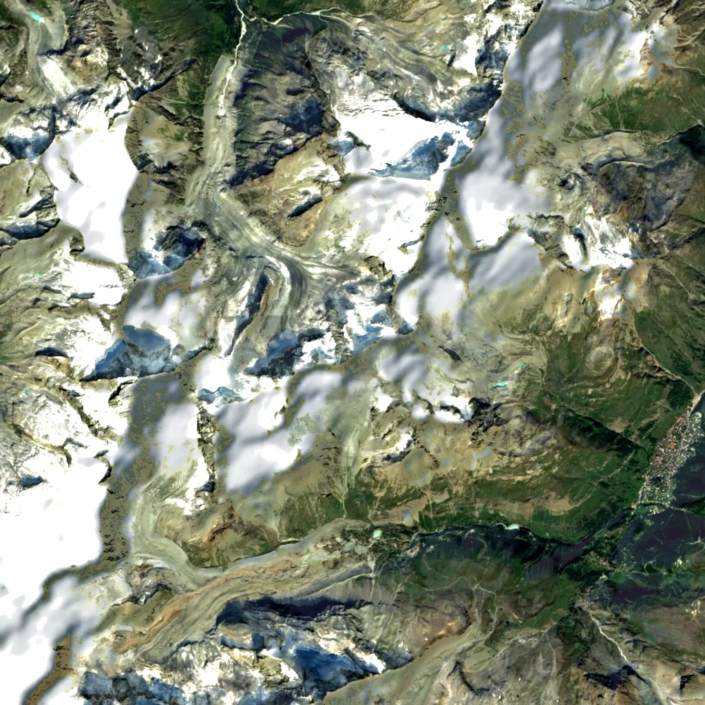 Ober Gabelhorn seen from above (Sentinel-2)