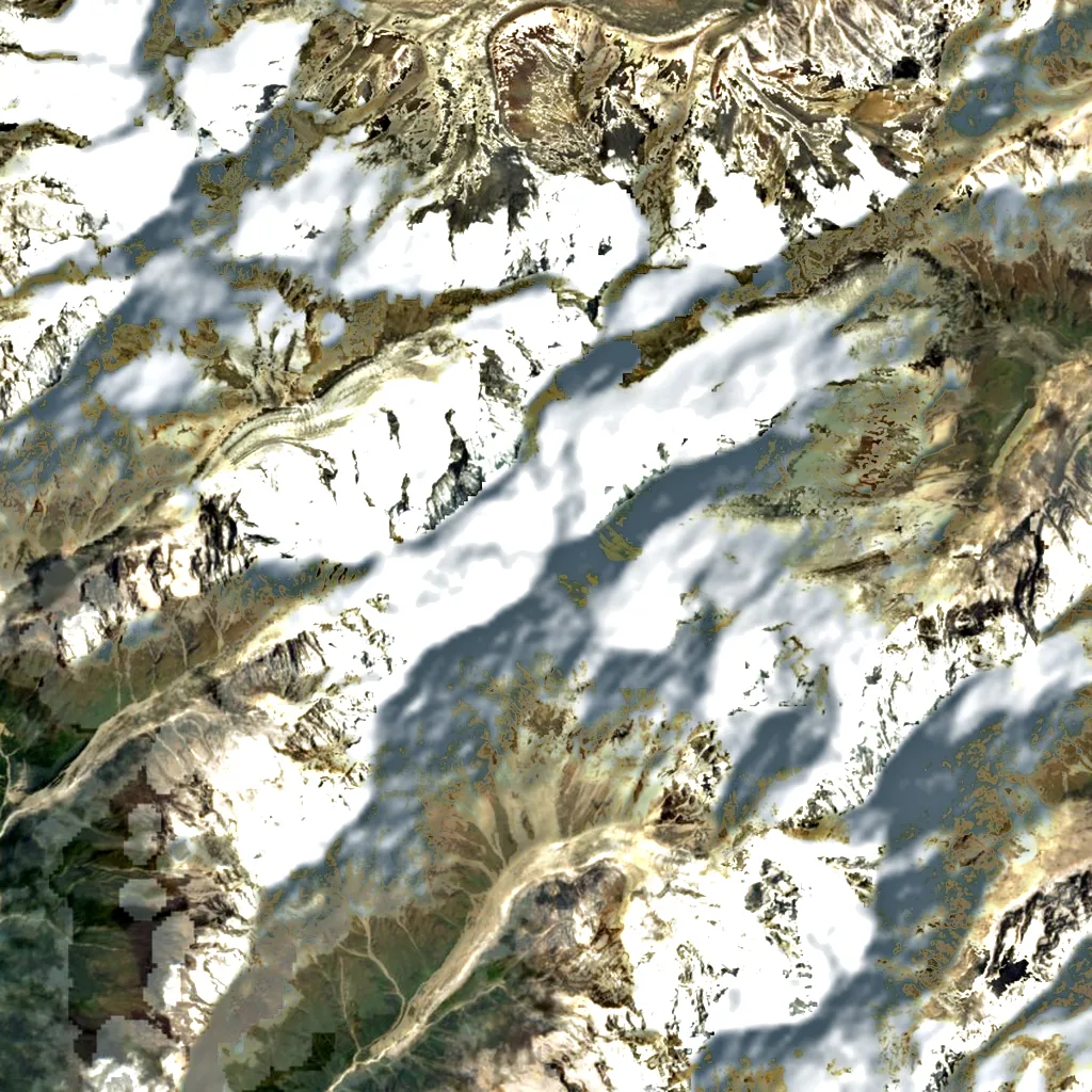 Panchachuli seen from above (Sentinel-2)