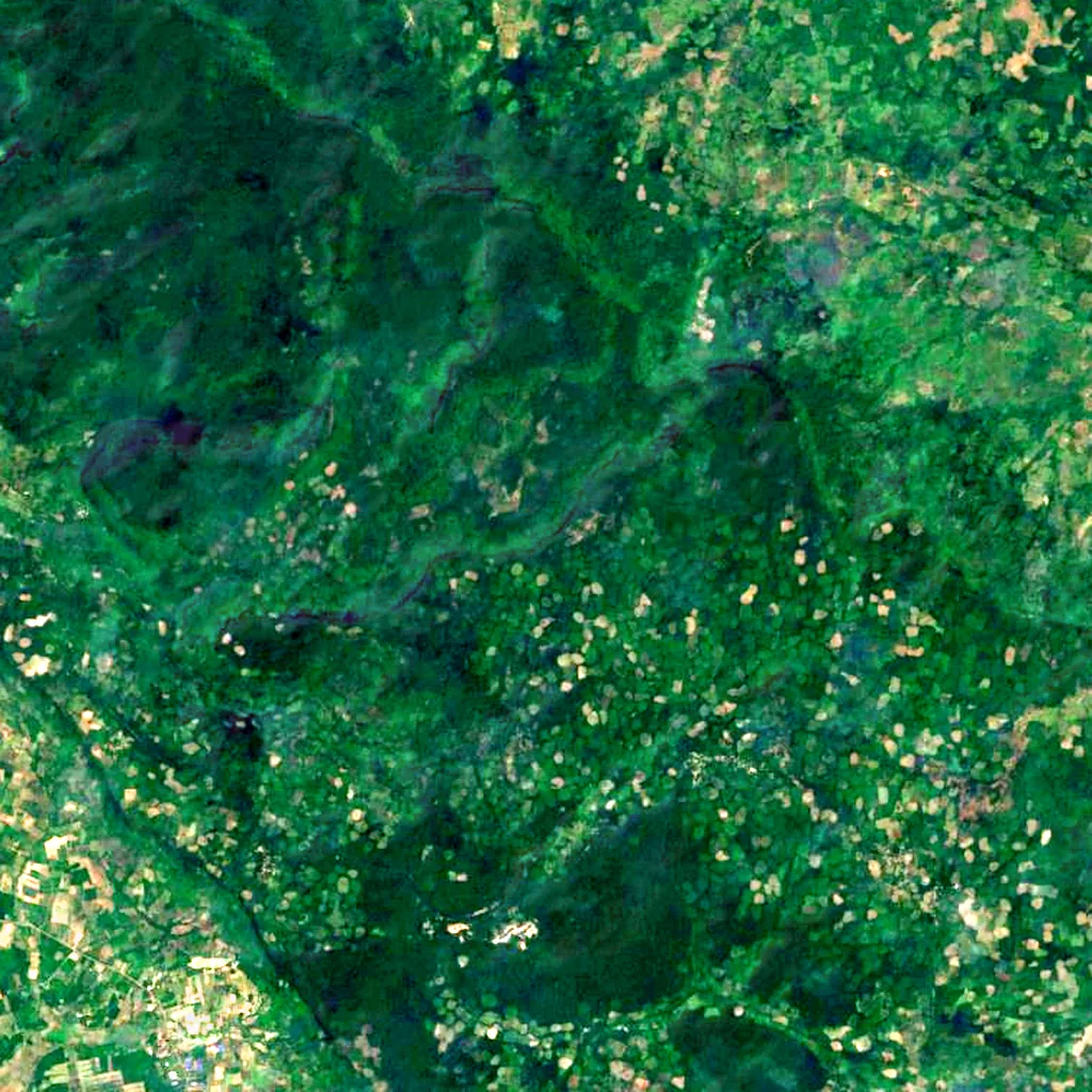 Phnom Kulen seen from above (Sentinel-2)