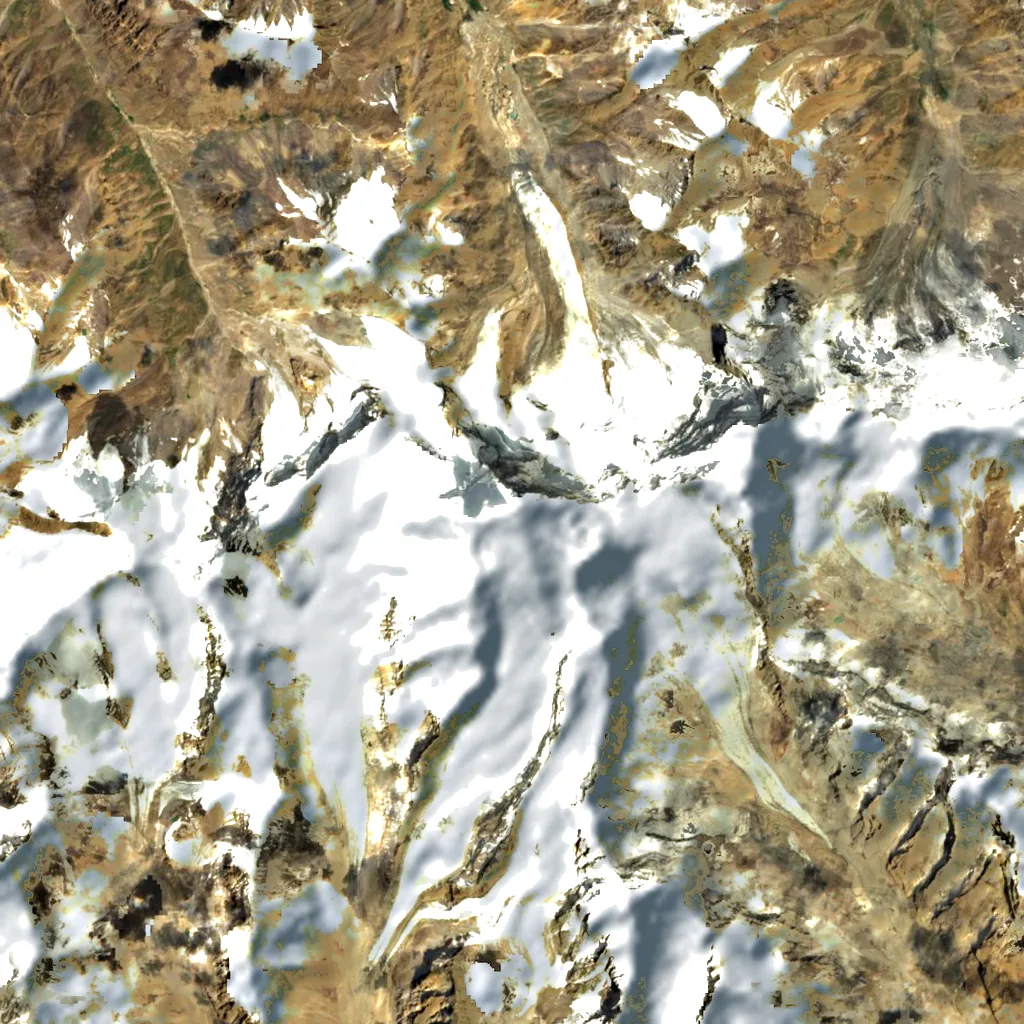 Pik Karla Marxa seen from above (Sentinel-2)