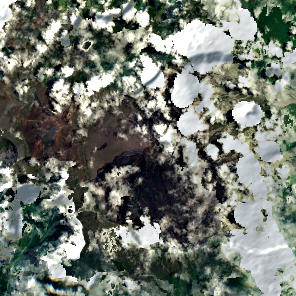 Piton de la Fournaise seen from above (Sentinel-2)