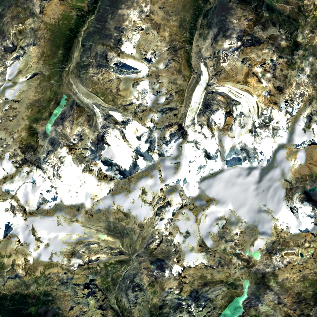 Piz Bernina seen from above (Sentinel-2)