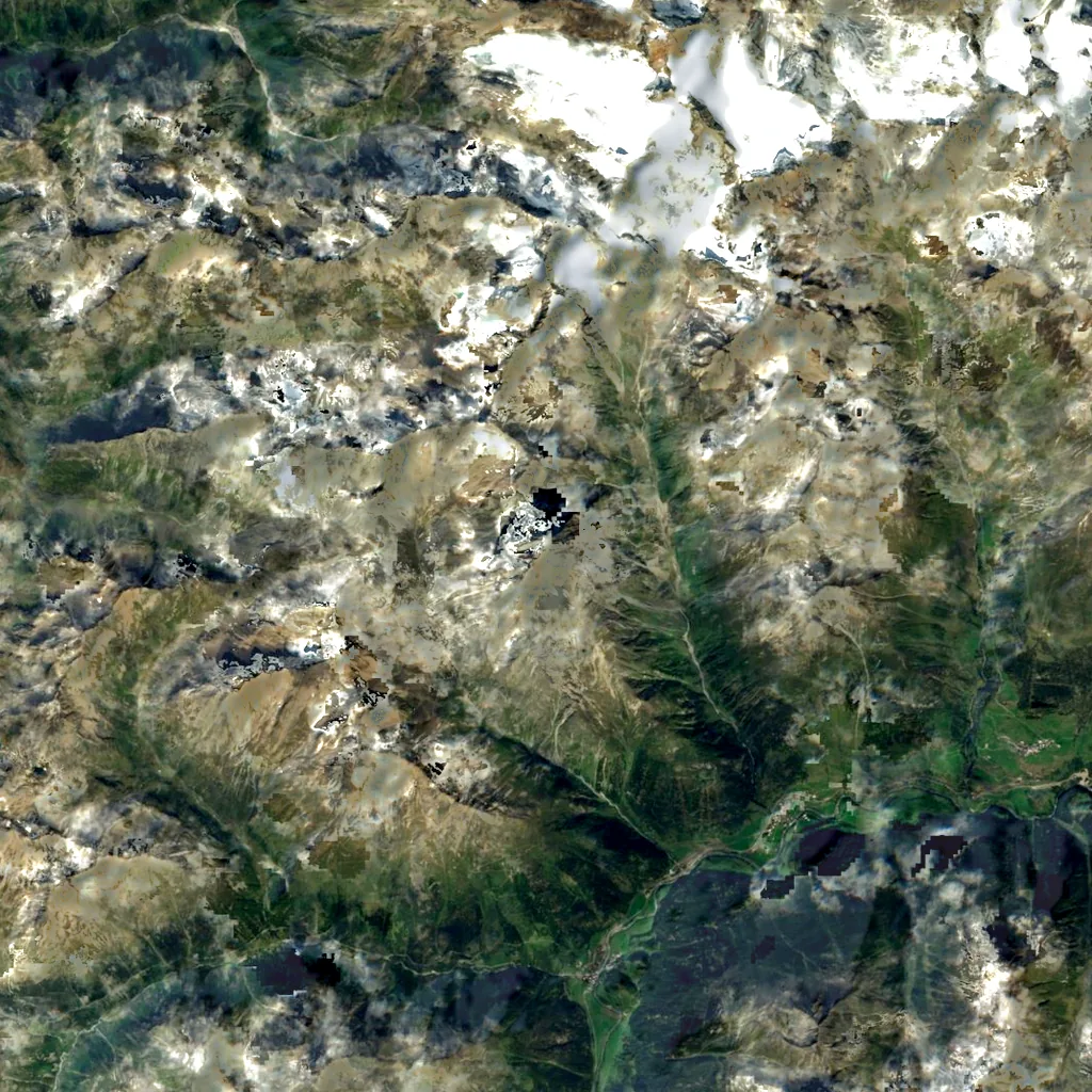 Piz Linard seen from above (Sentinel-2)
