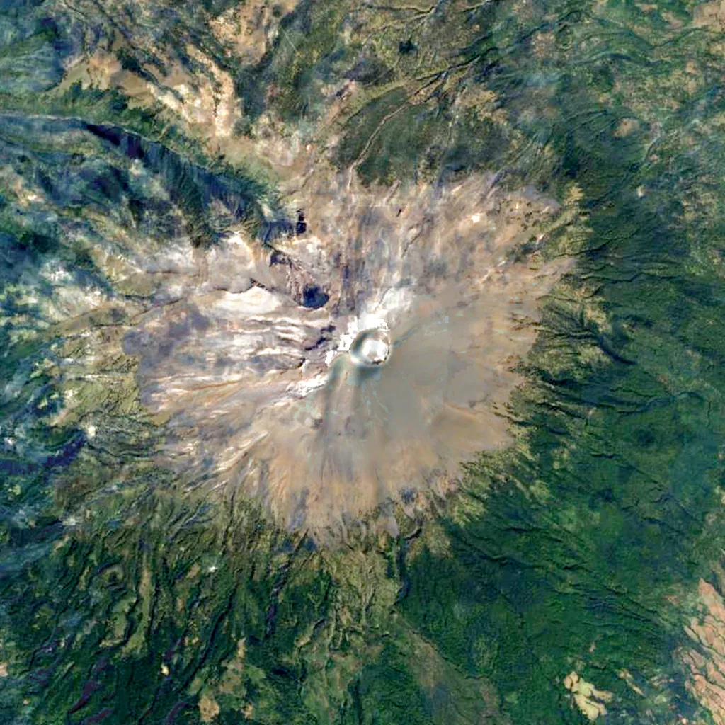 Popocatépetl seen from above (Sentinel-2)
