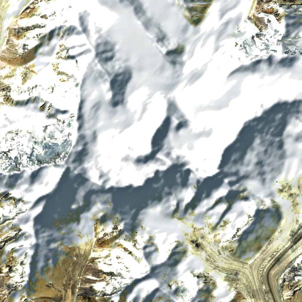 Pumari Chhish seen from above (Sentinel-2)