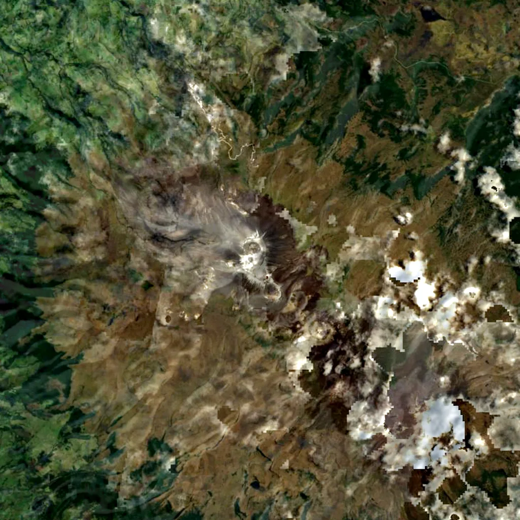 Puracé seen from above (Sentinel-2)