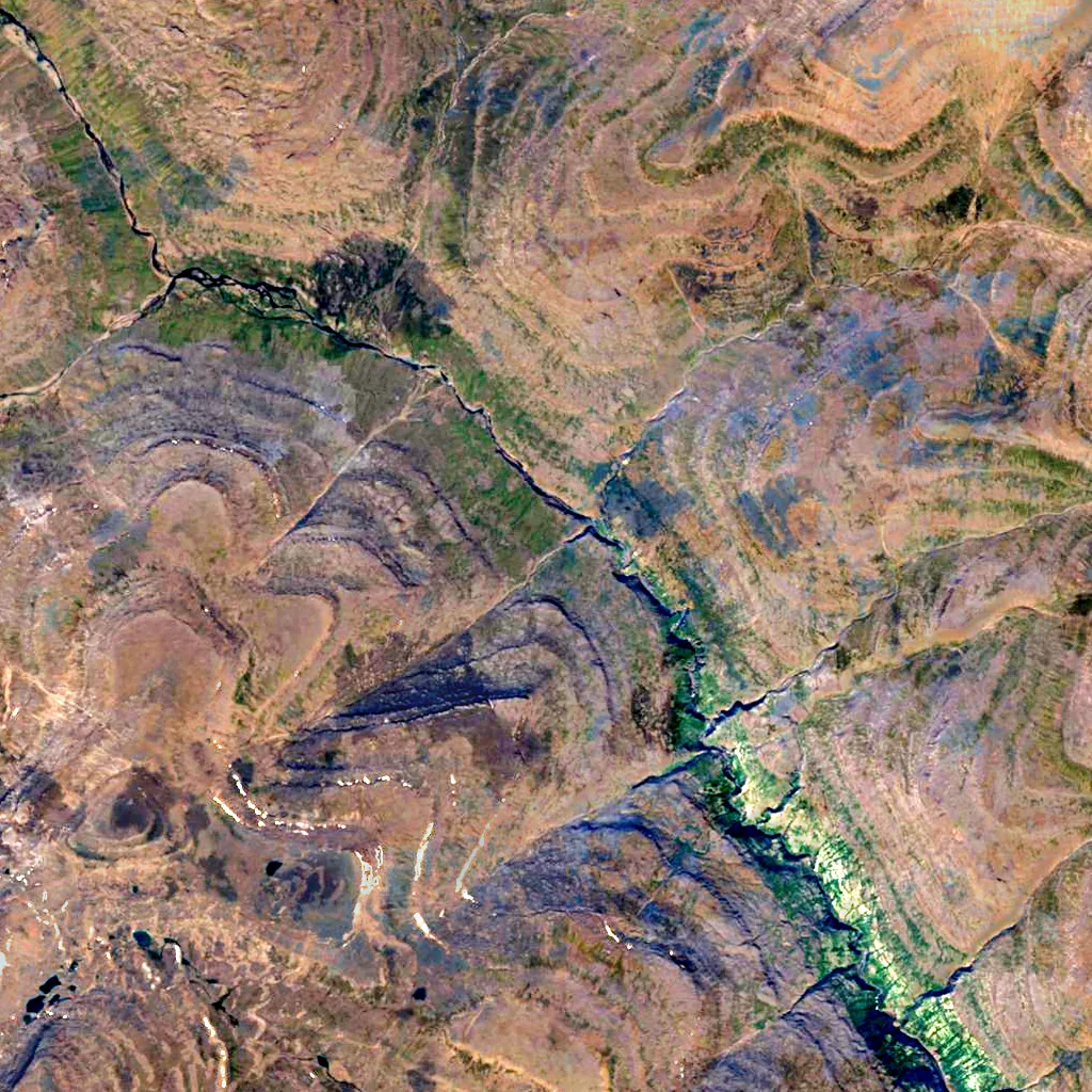 Putorana Plateau seen from above (Sentinel-2)