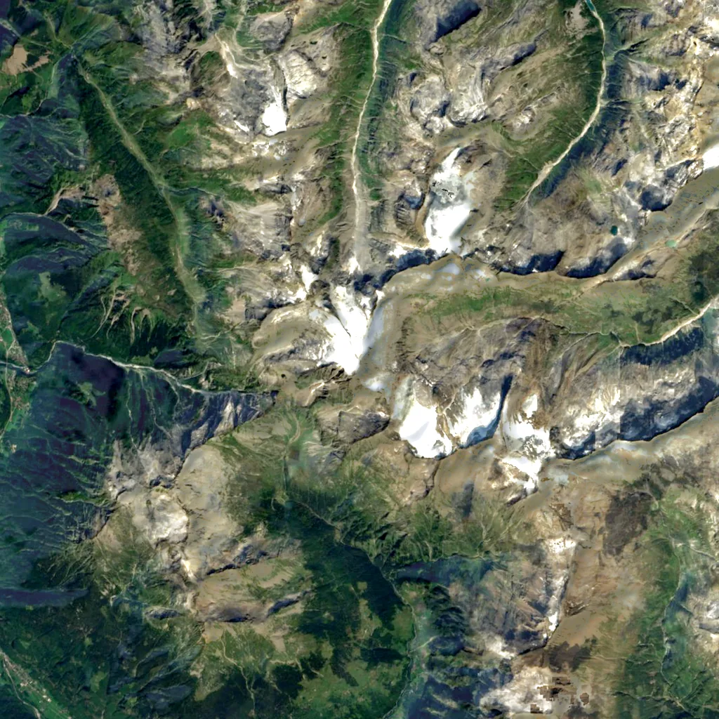 Rheinwaldhorn seen from above (Sentinel-2)