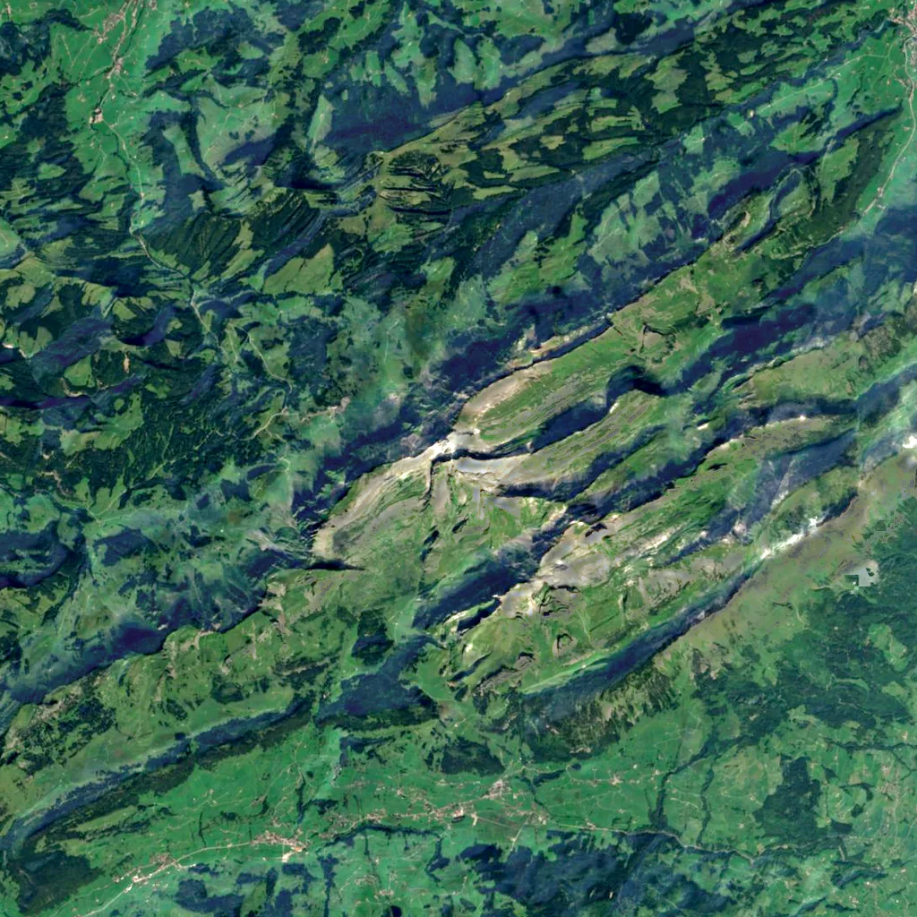 Säntis seen from above (Sentinel-2)