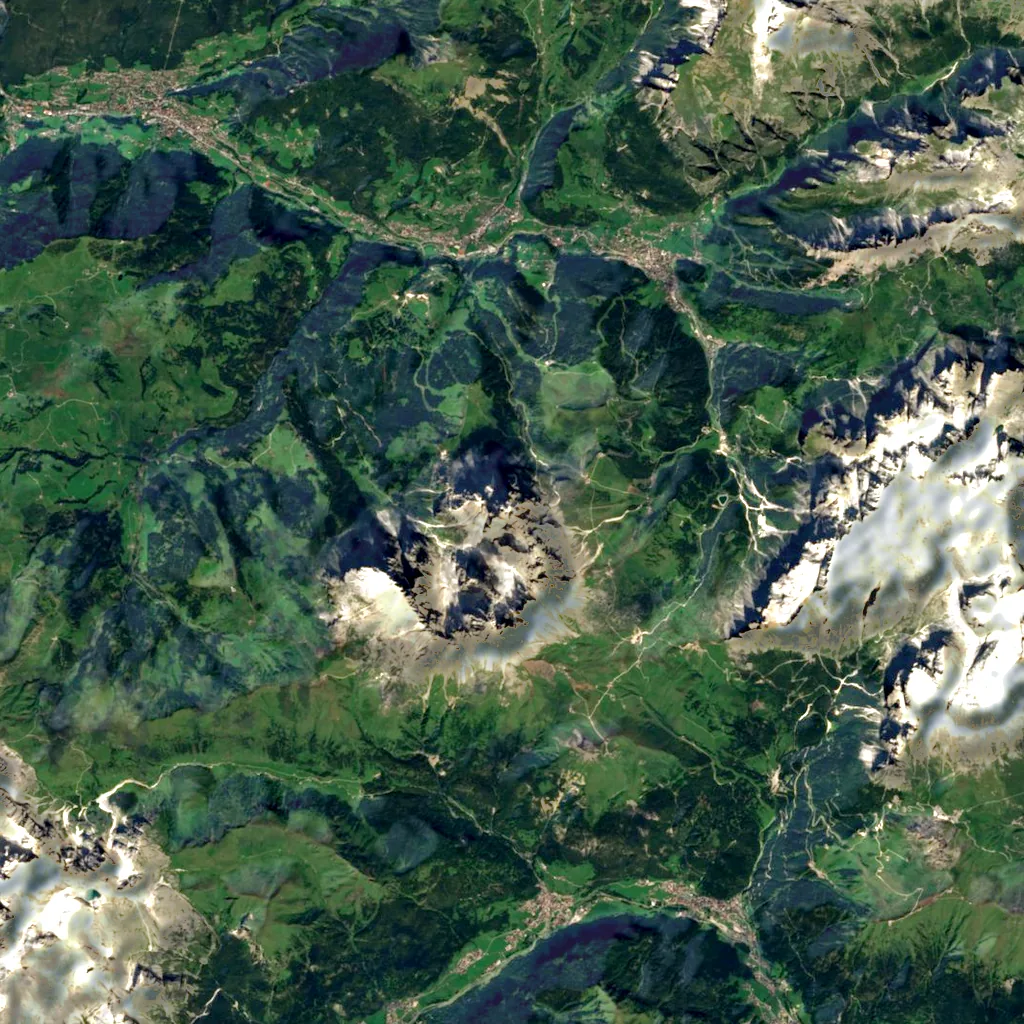 Saslonch seen from above (Sentinel-2)