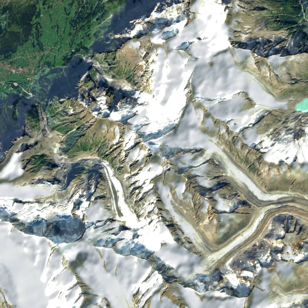 Schreckhorn seen from above (Sentinel-2)