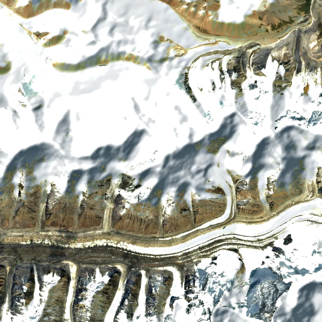 Semyonov peak seen from above (Sentinel-2)
