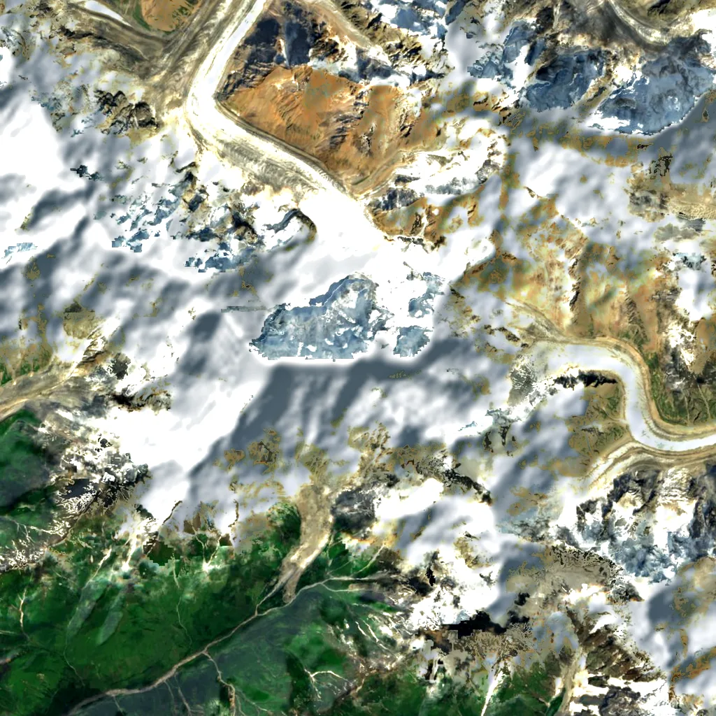 Shkhara seen from above (Sentinel-2)