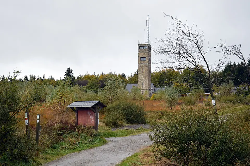 Autumn view of Signal de Botrange from the Fagne Wallonne panorama, Waimes, 2023