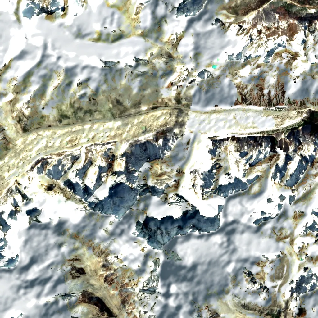Siniolchu seen from above (Sentinel-2)