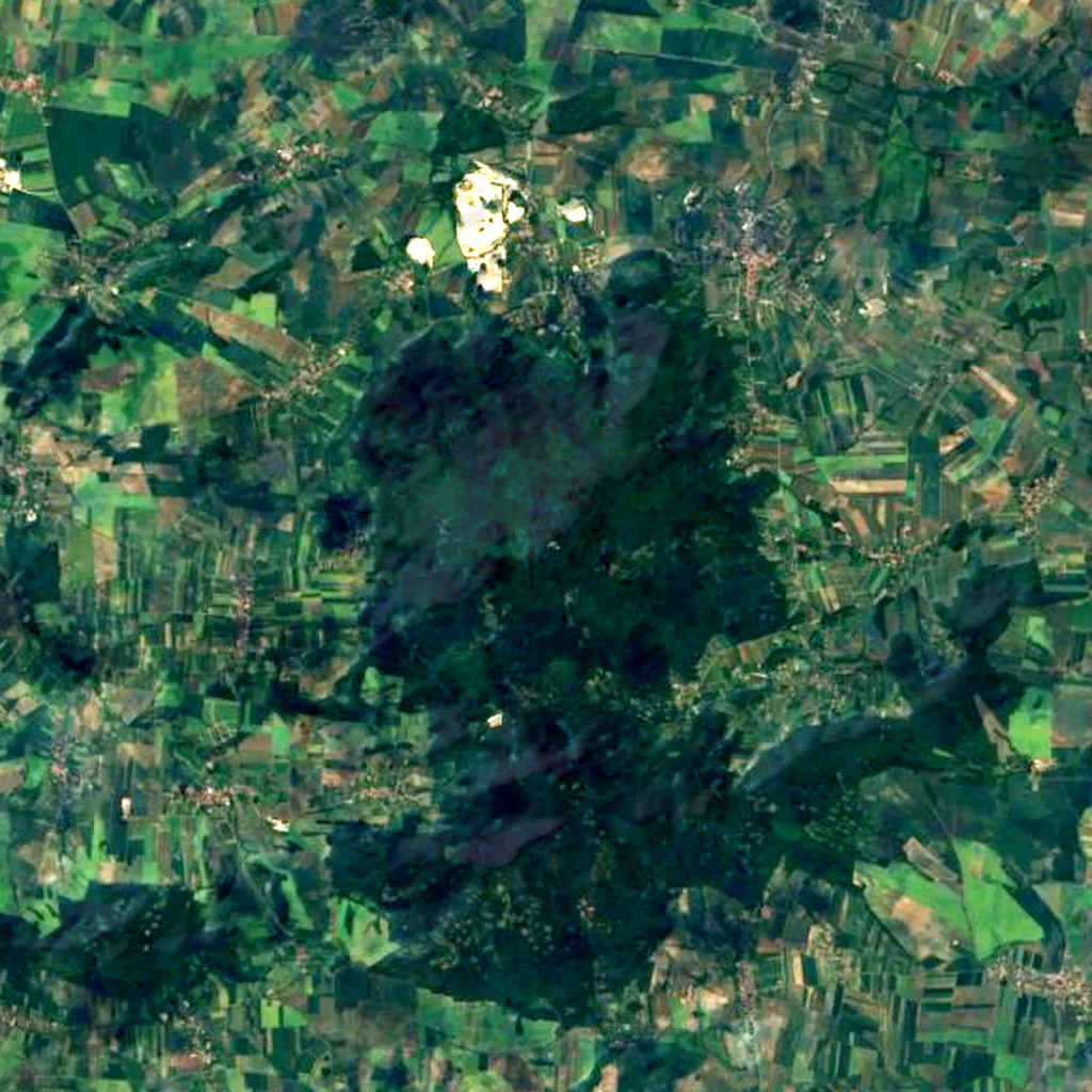 Ślęża seen from above (Sentinel-2)