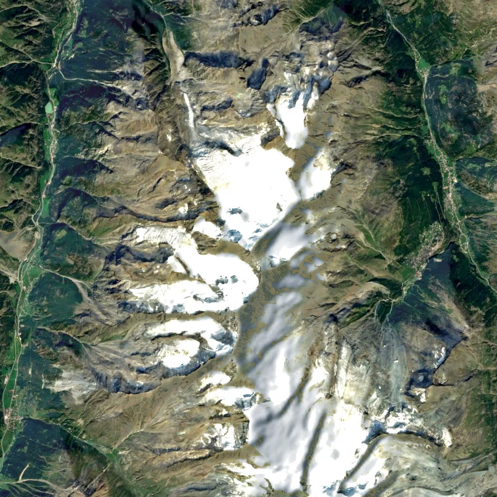 Stecknadelhorn seen from above (Sentinel-2)
