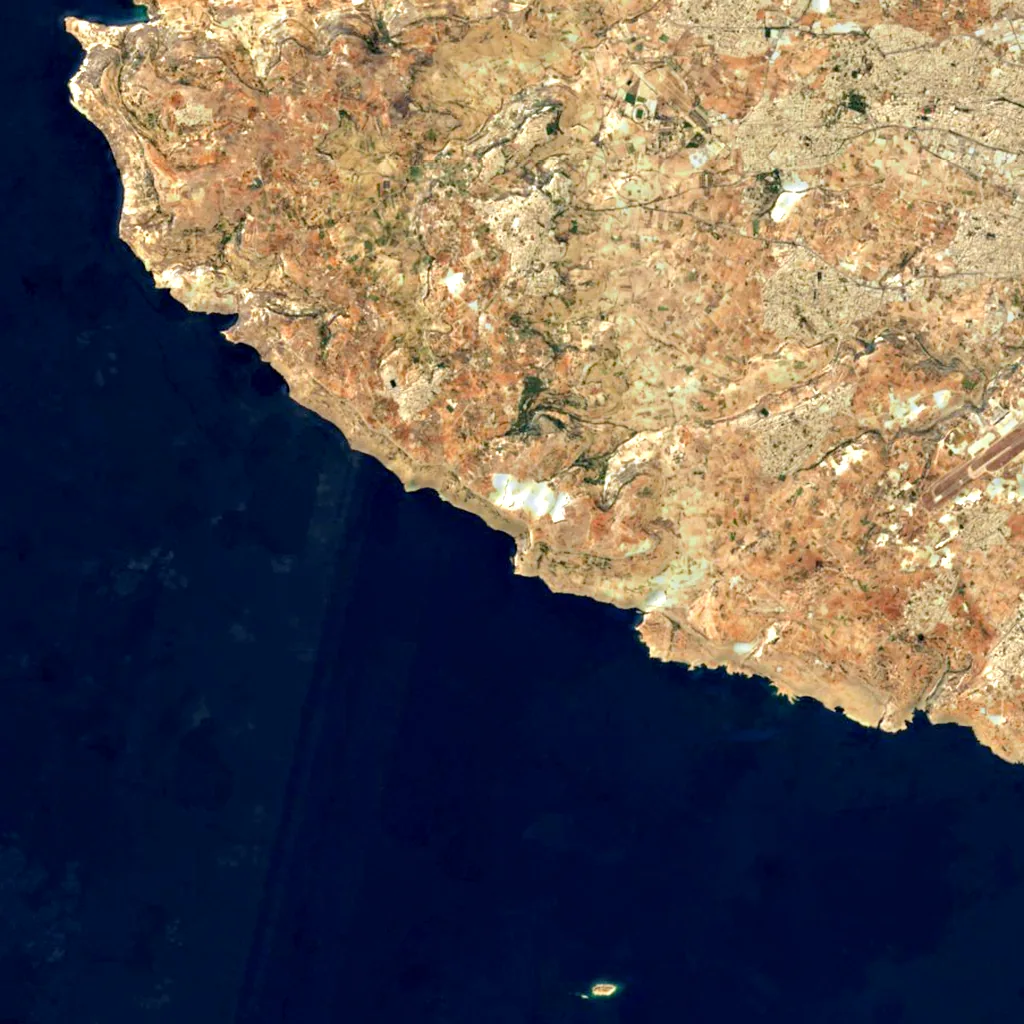 Ta' Dmejrek seen from above (Sentinel-2)