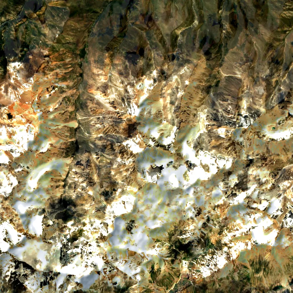 Talas Alatau seen from above (Sentinel-2)
