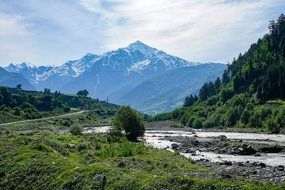 Mount Tetnuldi and Mulkhra River 1