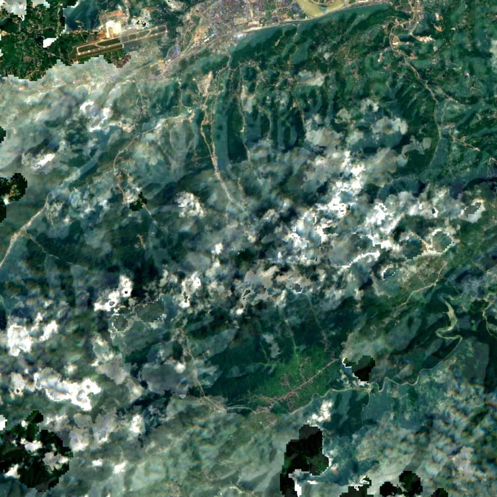 Tianmen Mountain seen from above (Sentinel-2)