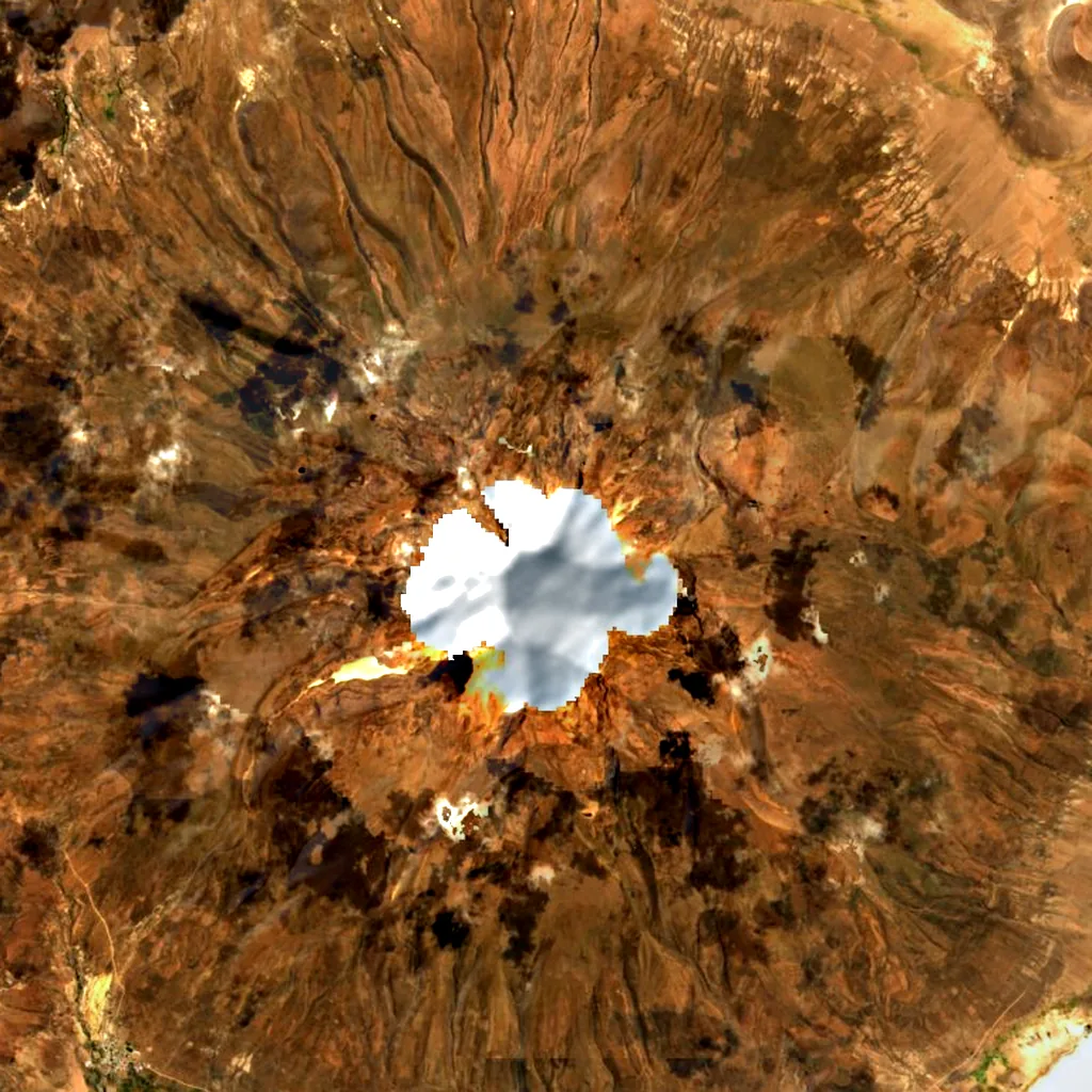 Tunupa volcano seen from above (Sentinel-2)