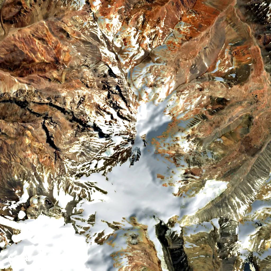 Tupungato Volcano seen from above (Sentinel-2)