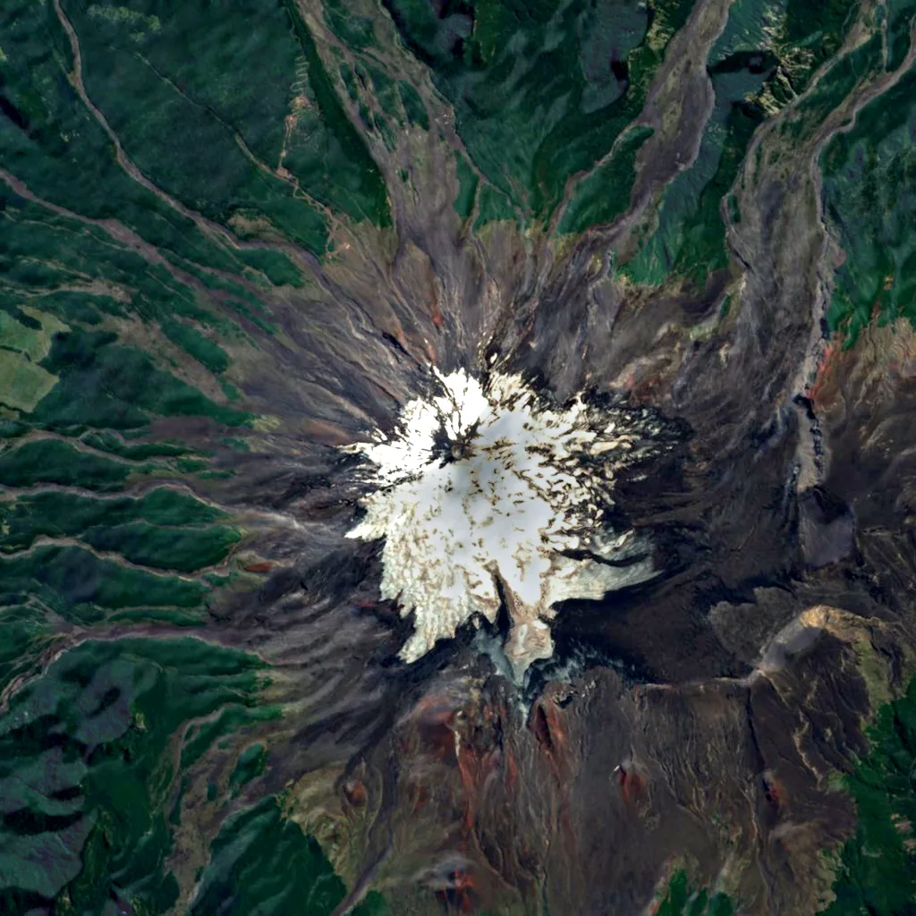 Villarrica Volcano seen from above (Sentinel-2)