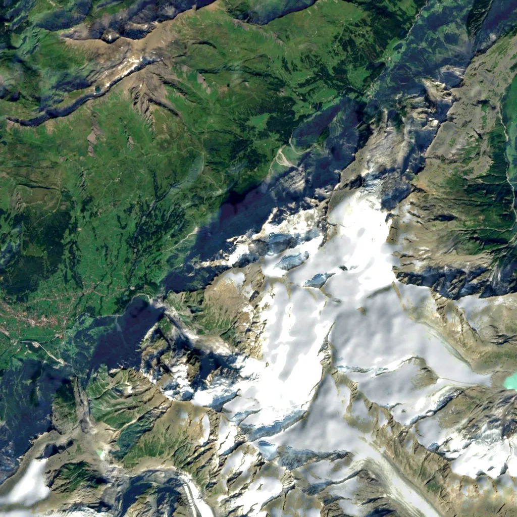 Wetterhorn seen from above (Sentinel-2)