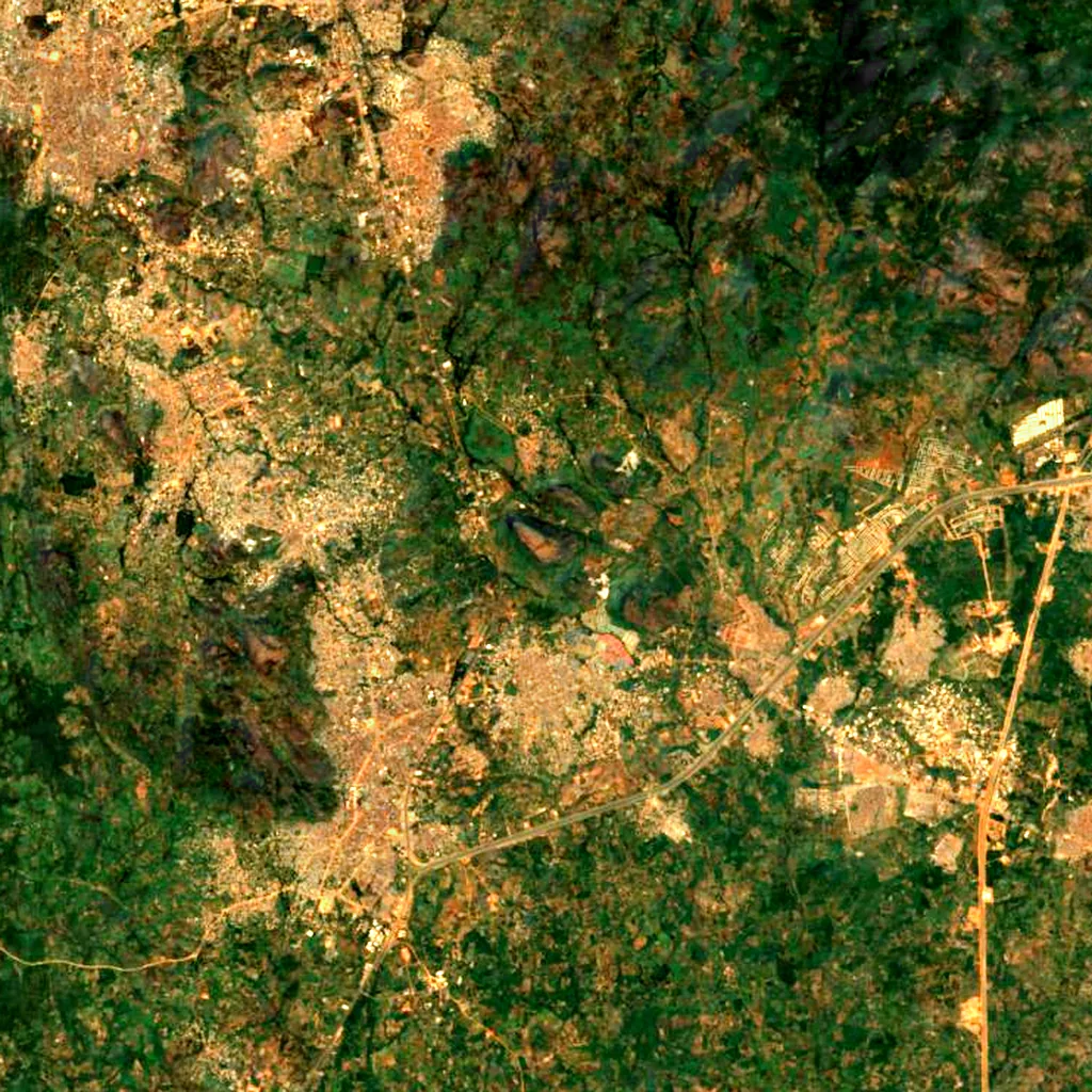 Zuma Rock seen from above (Sentinel-2)